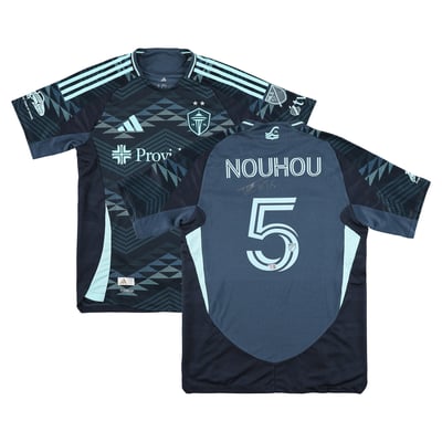 Nouhou Tolo Seattle Sounders FC Autographed Fanatics Authentic Match-Used #5 Blue Jersey from the 2025 MLS Season - Size M