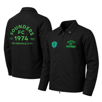 Seattle Sounders FC Paper Planes Unisex Full-Zip Work Jacket - Black