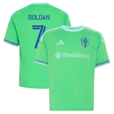 Cristian Roldan Seattle Sounders FC adidas Youth The Evergreen State Kit Replica Jersey – Rave Green