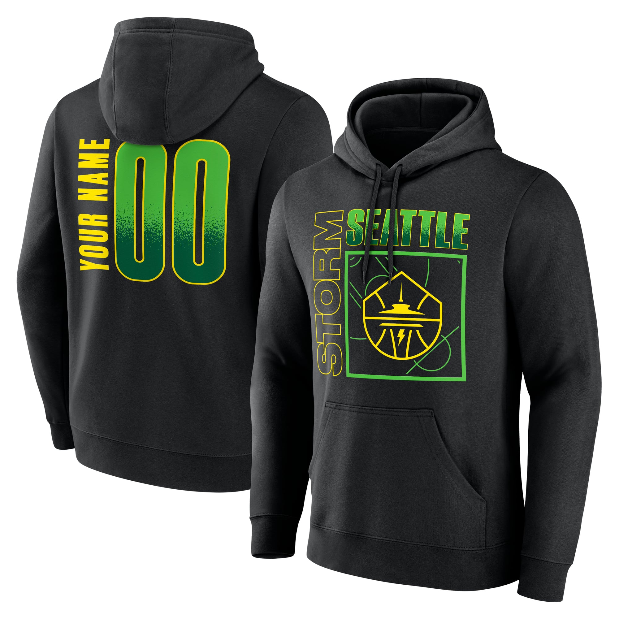 Men's Black Seattle Storm Home Court Pop Personalized Name & Number Hoodie