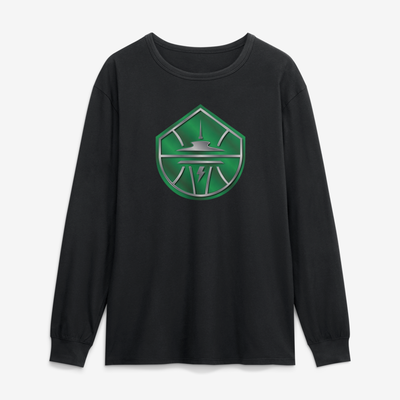 Seattle Storm  Metallic Mascot Long Sleeve T-Shirt - Black