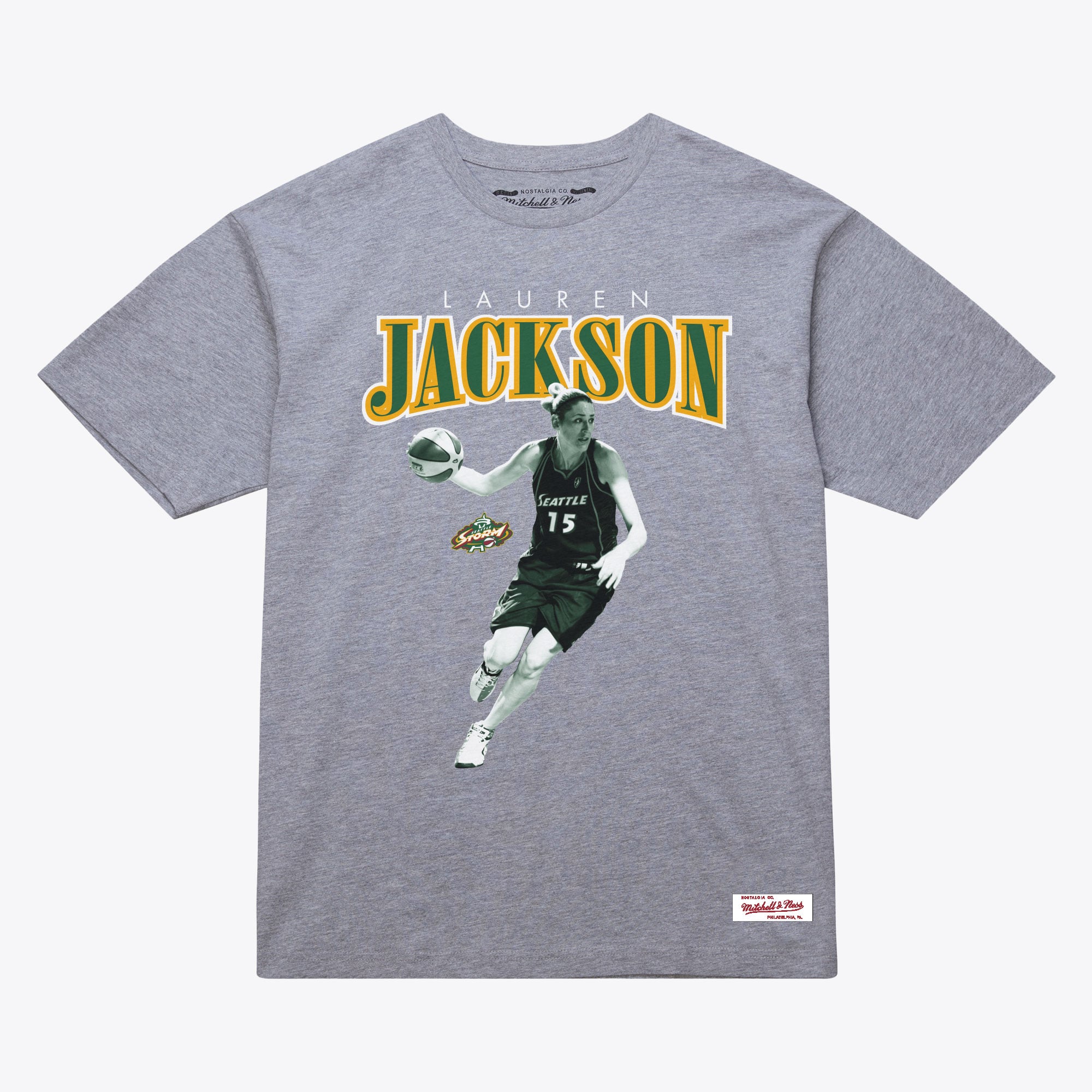 Unisex Mitchell & Ness Lauren Jackson Heather Gray Seattle Storm Player Boyfriend T-Shirt - Court Origins