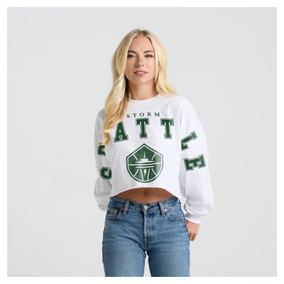 Seattle Storm Fanatics Women's Spirit Jersey Cropped Crew Neck Sweatshirt - White
