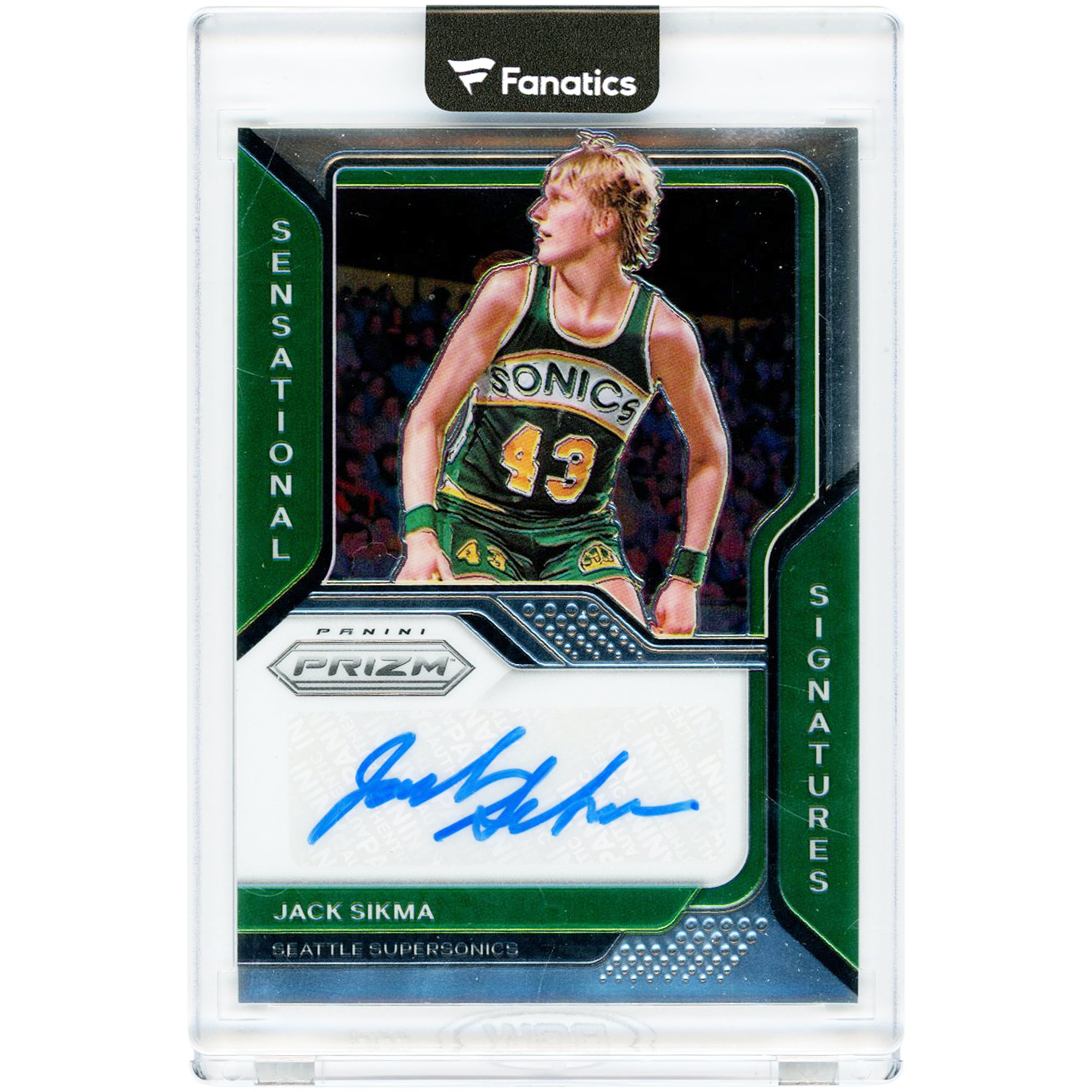 Carte Panini Prizm Sensational Signatures 2020-21 autographiée par Jack Sikma (Seattle SuperSonics) #SS-JSI
