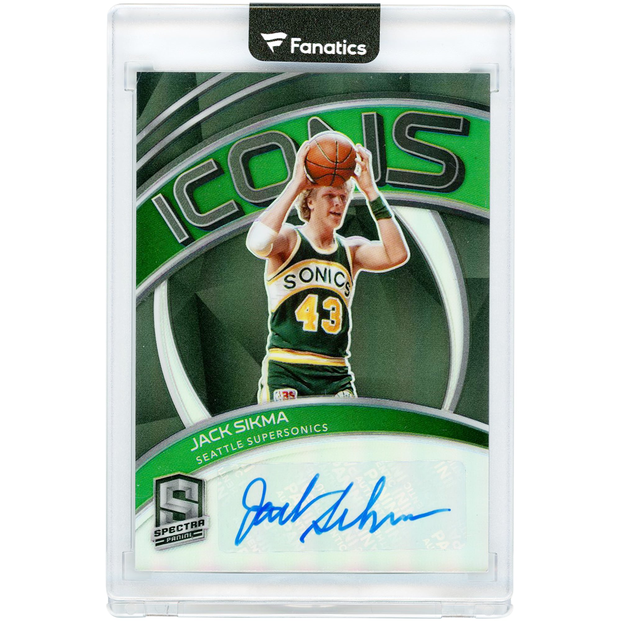 Carte autographiée de Jack Sikma (Seattle SuperSonics) 2020-21 Panini Spectra Icons #ICO-JSI #1/99