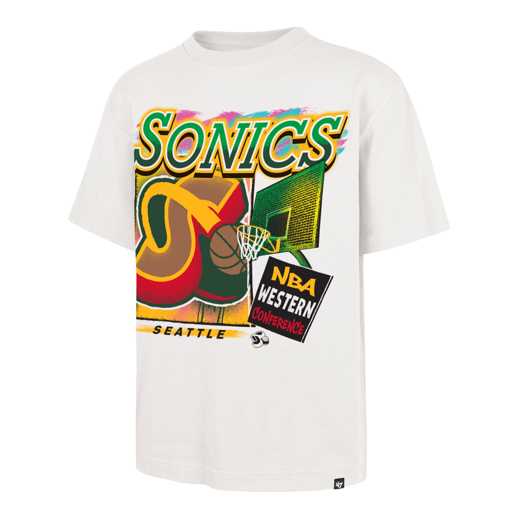 T-shirt homme '47 Cream Seattle SuperSonics City Paint Reed Foundation