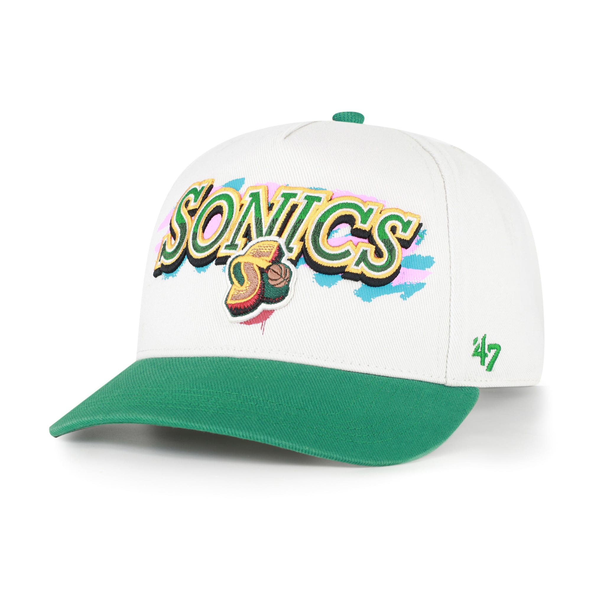 Casquette ajustable Seattle SuperSonics « 47 » crème/verte, modèle City Paint Hitch pour homme