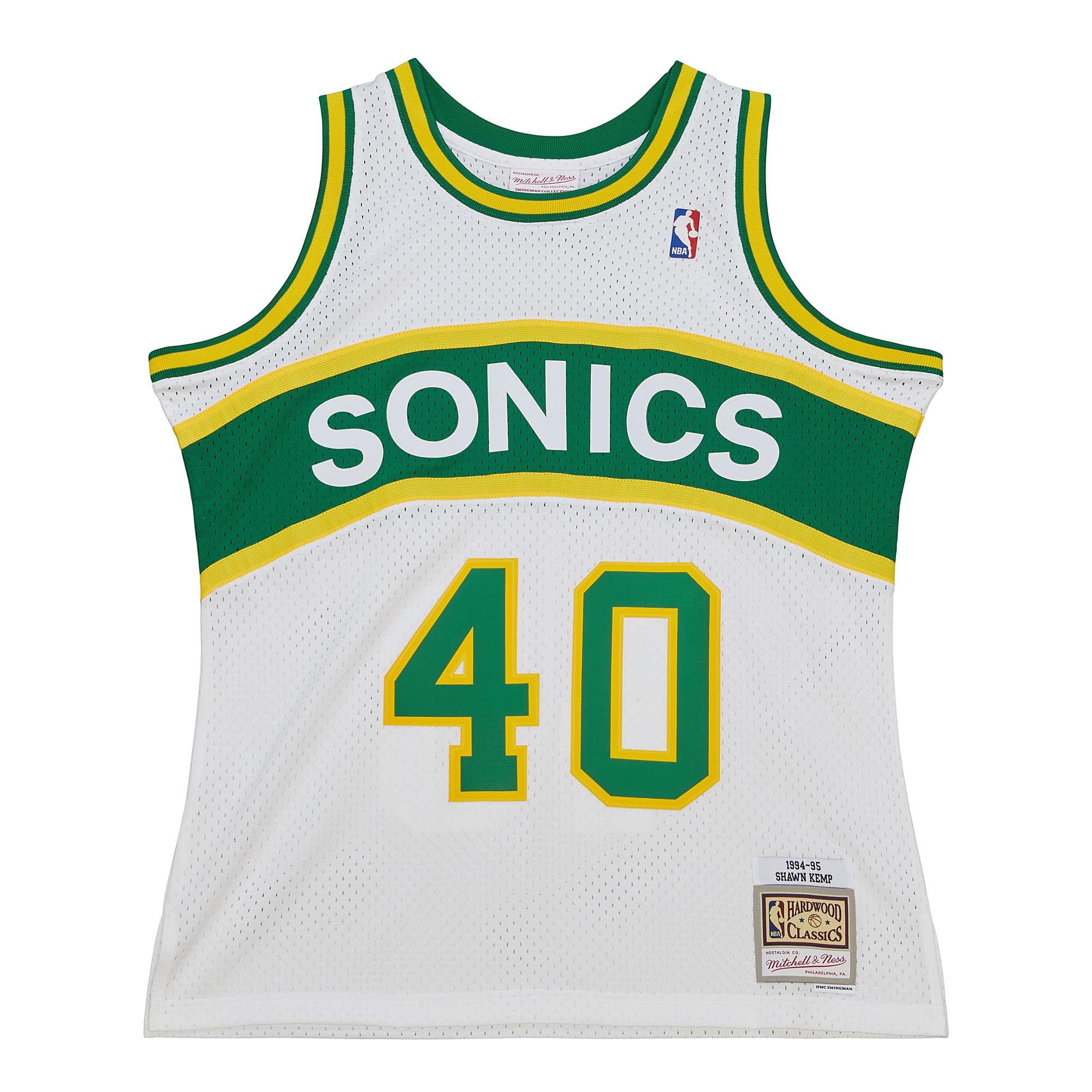 Men's Mitchell & Ness Shawn Kemp White Seattle SuperSonics 1994/95 Hardwood Classics Swingman Jersey