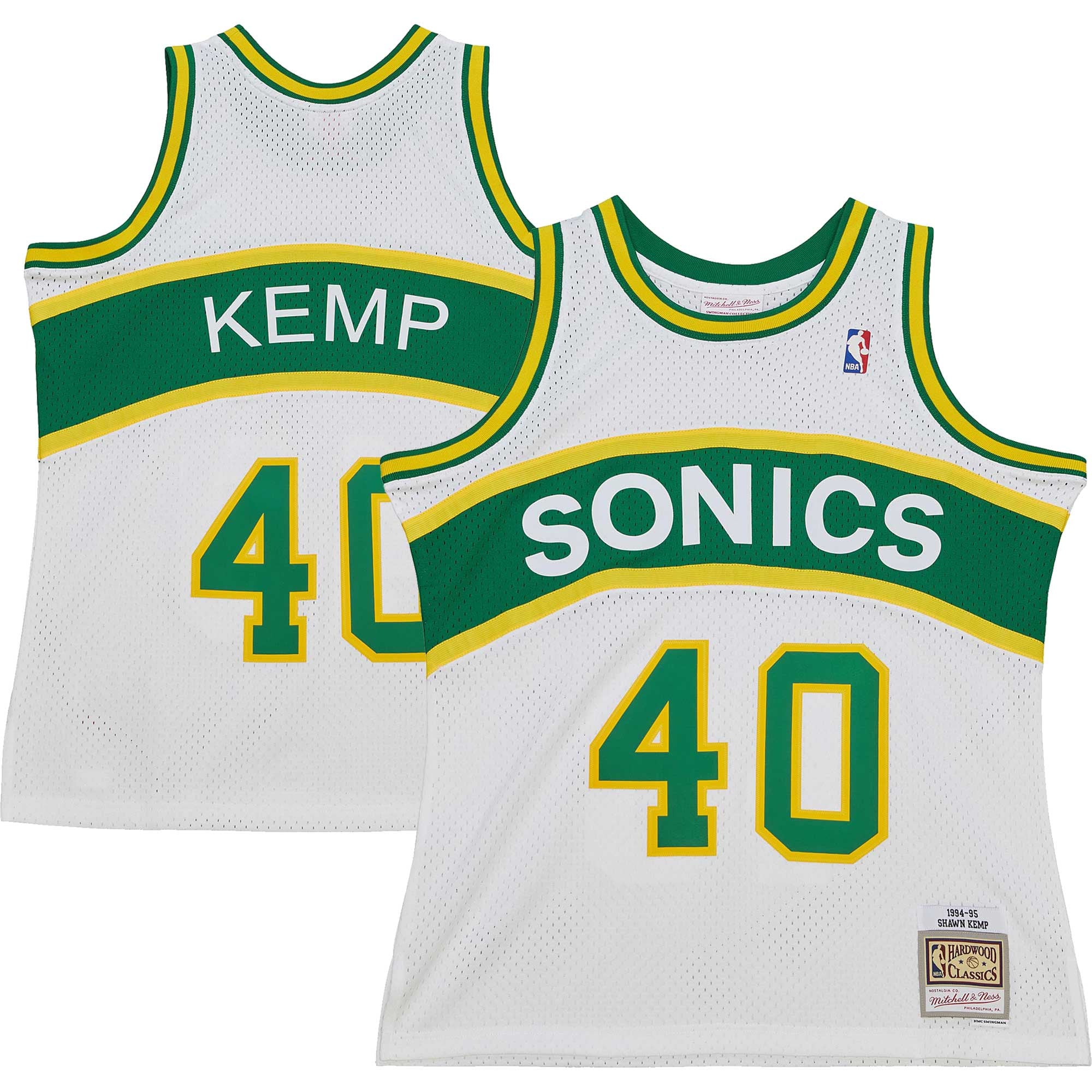 Men's Mitchell & Ness Shawn Kemp White Seattle SuperSonics 1994/95 Hardwood Classics Swingman Jersey