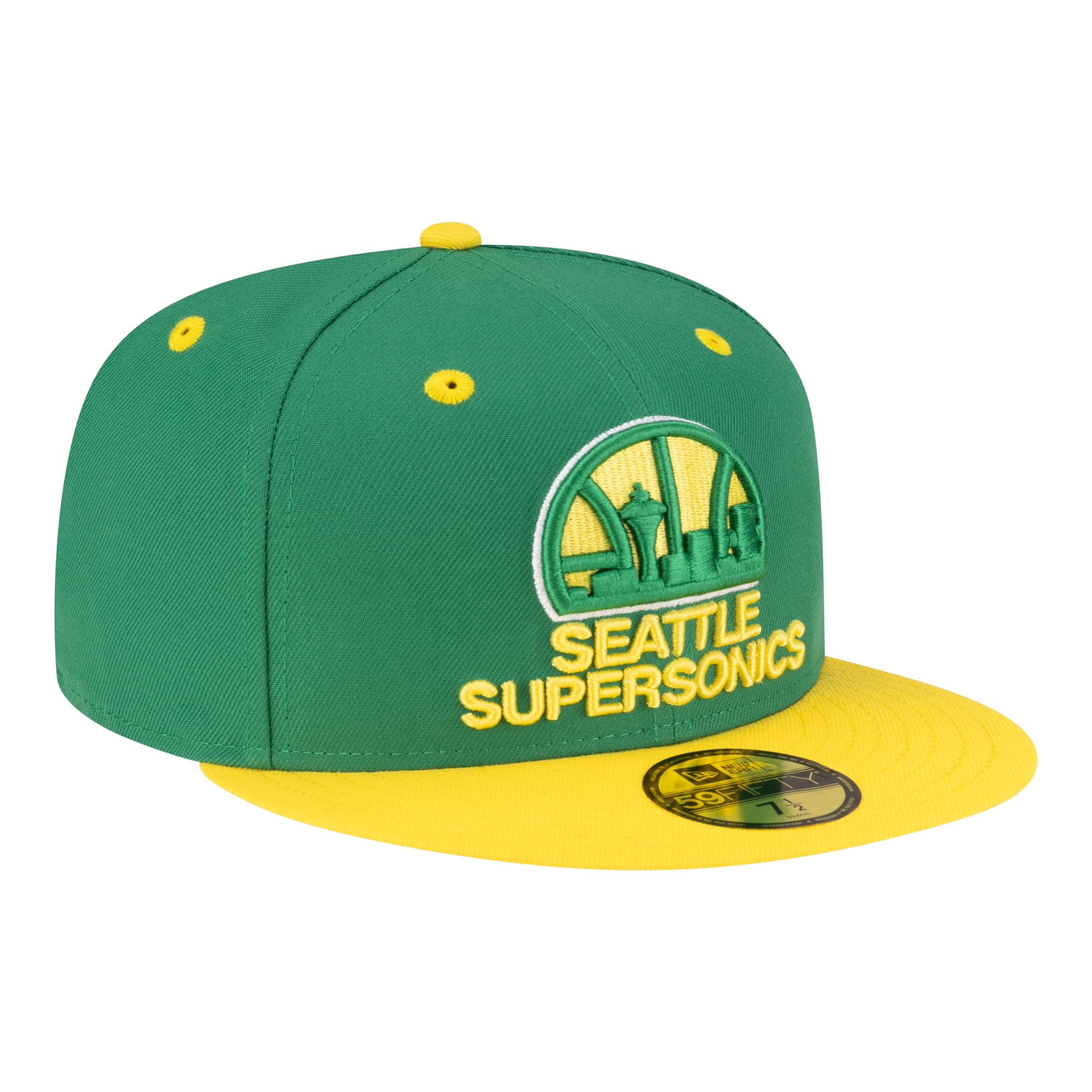 Men's New Era  Green/Gold Seattle SuperSonics 80s Throwback Hardwood Classics 59FIFTY Fitted Hat