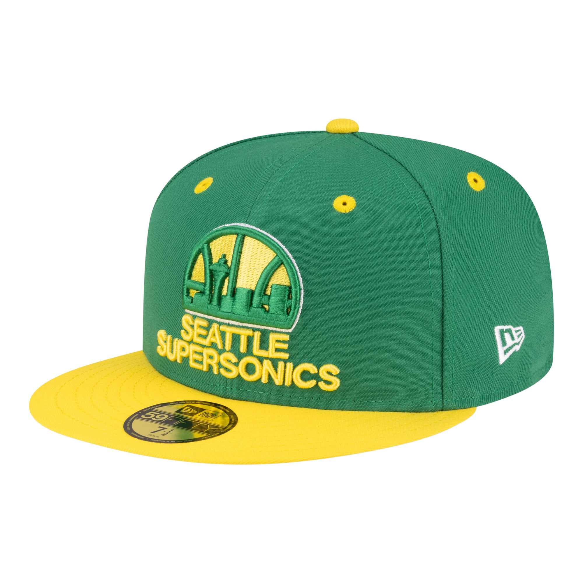 Men's New Era  Green/Gold Seattle SuperSonics 80s Throwback Hardwood Classics 59FIFTY Fitted Hat