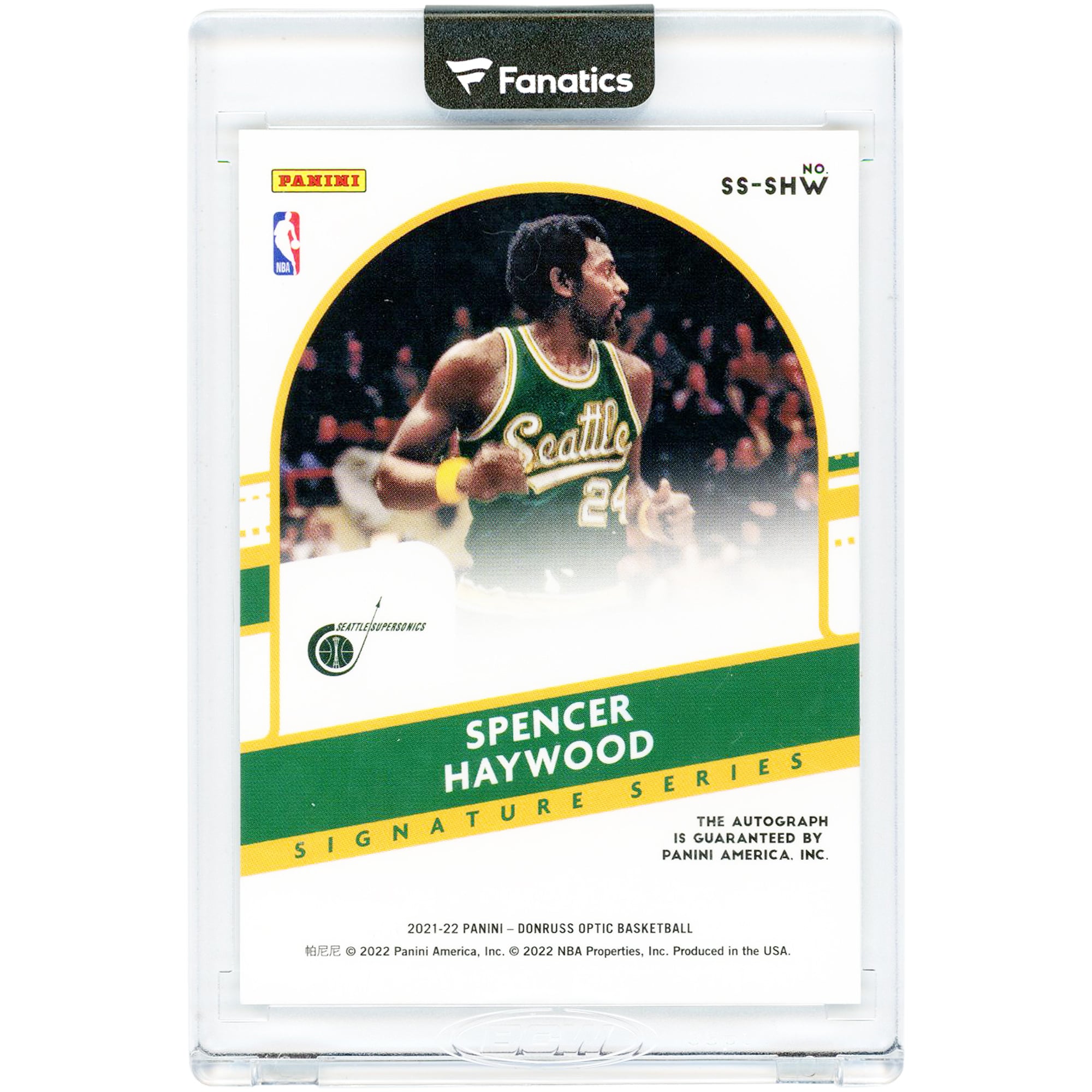 Spencer Haywood Seattle SuperSonics Autographed 2021-22 Panini Donruss Optic Signature Series #SS-SHW Card