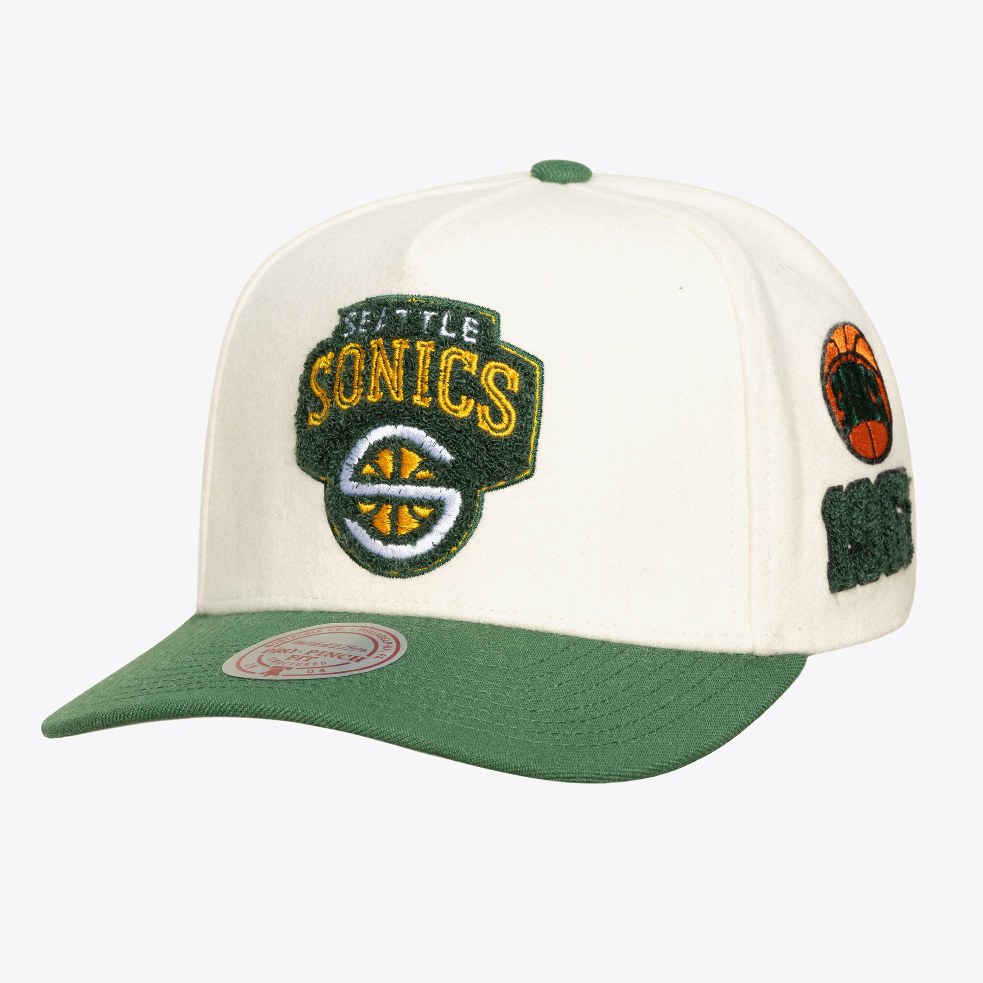 Casquette unisexe Mitchell & Ness crème Seattle SuperSonics Team Pro ajustable