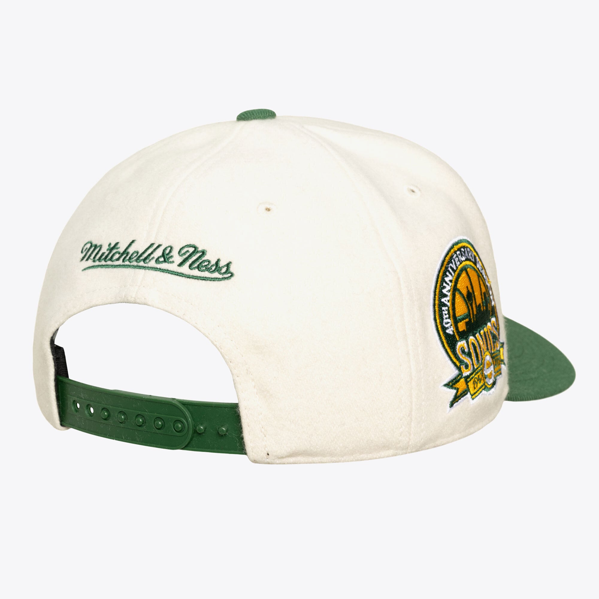 Casquette unisexe Mitchell & Ness crème Seattle SuperSonics Team Pro ajustable