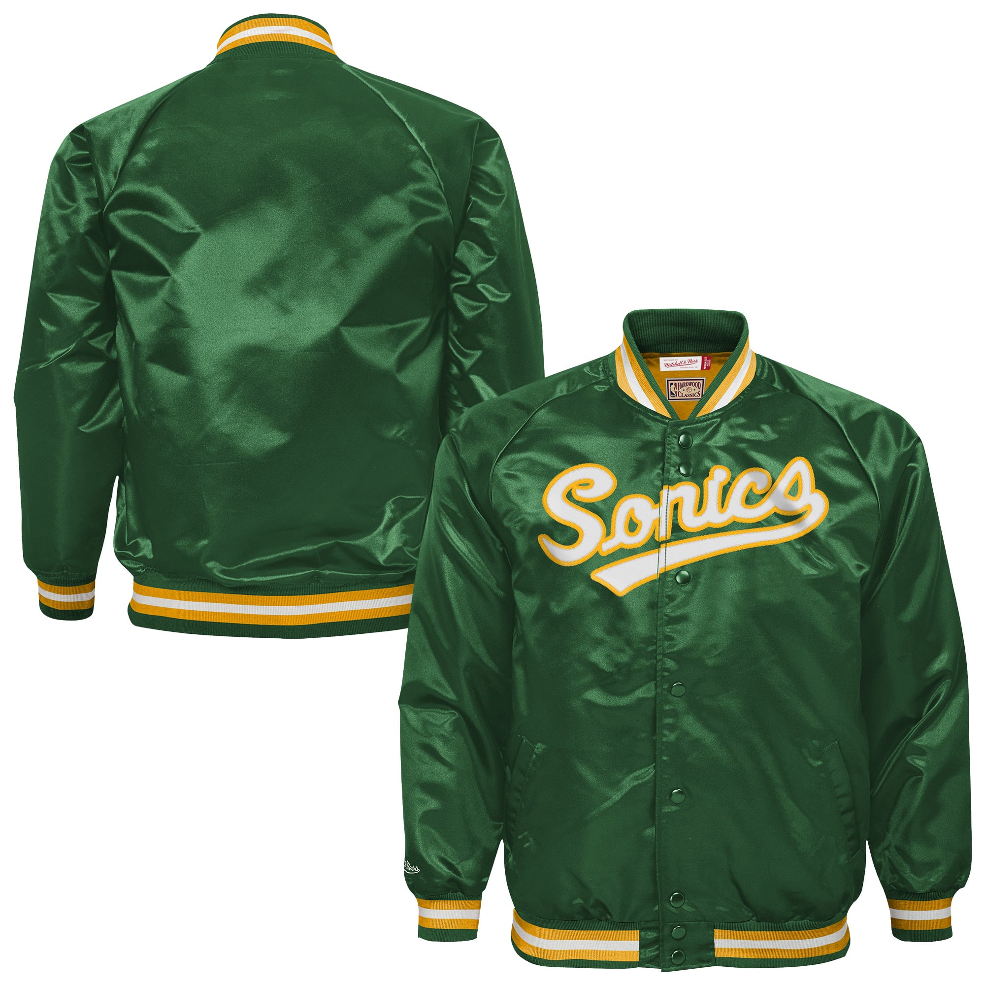 Youth Mitchell & Ness Green Seattle SuperSonics Hardwood Classics Head Coach Full-Snap Raglan Jacket