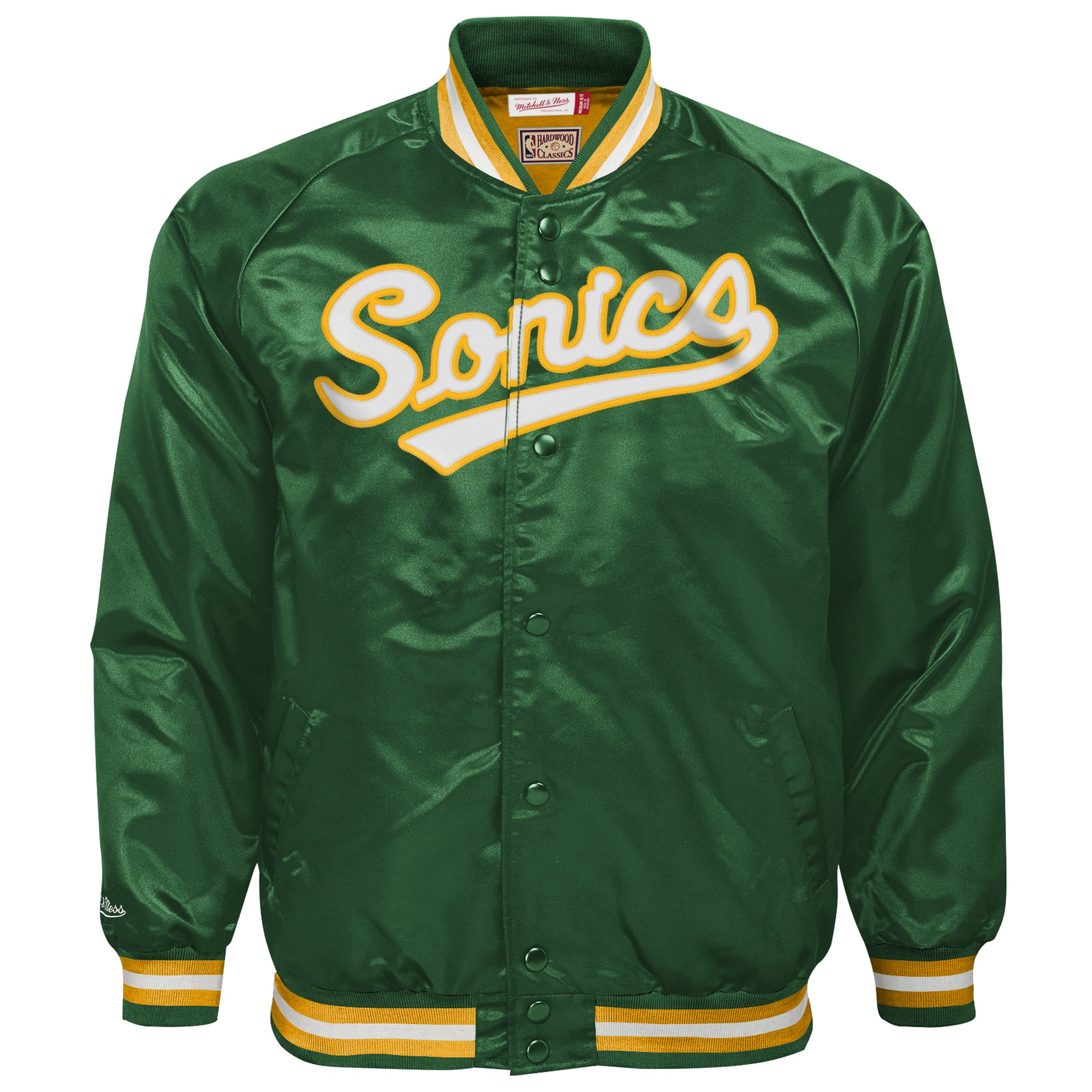 Youth Mitchell & Ness Green Seattle SuperSonics Hardwood Classics Head Coach Full-Snap Raglan Jacket