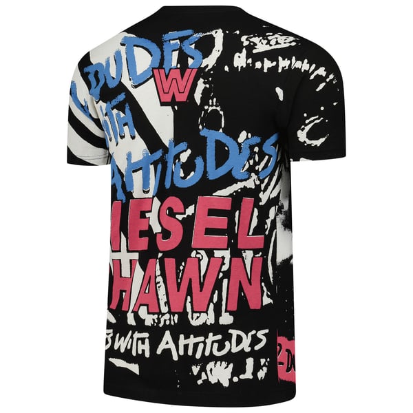 T-shirt Vintage Catch WWF - 2 Mecs Avec Attitudes - Taille XL - Noir - Occasion Très Bon état