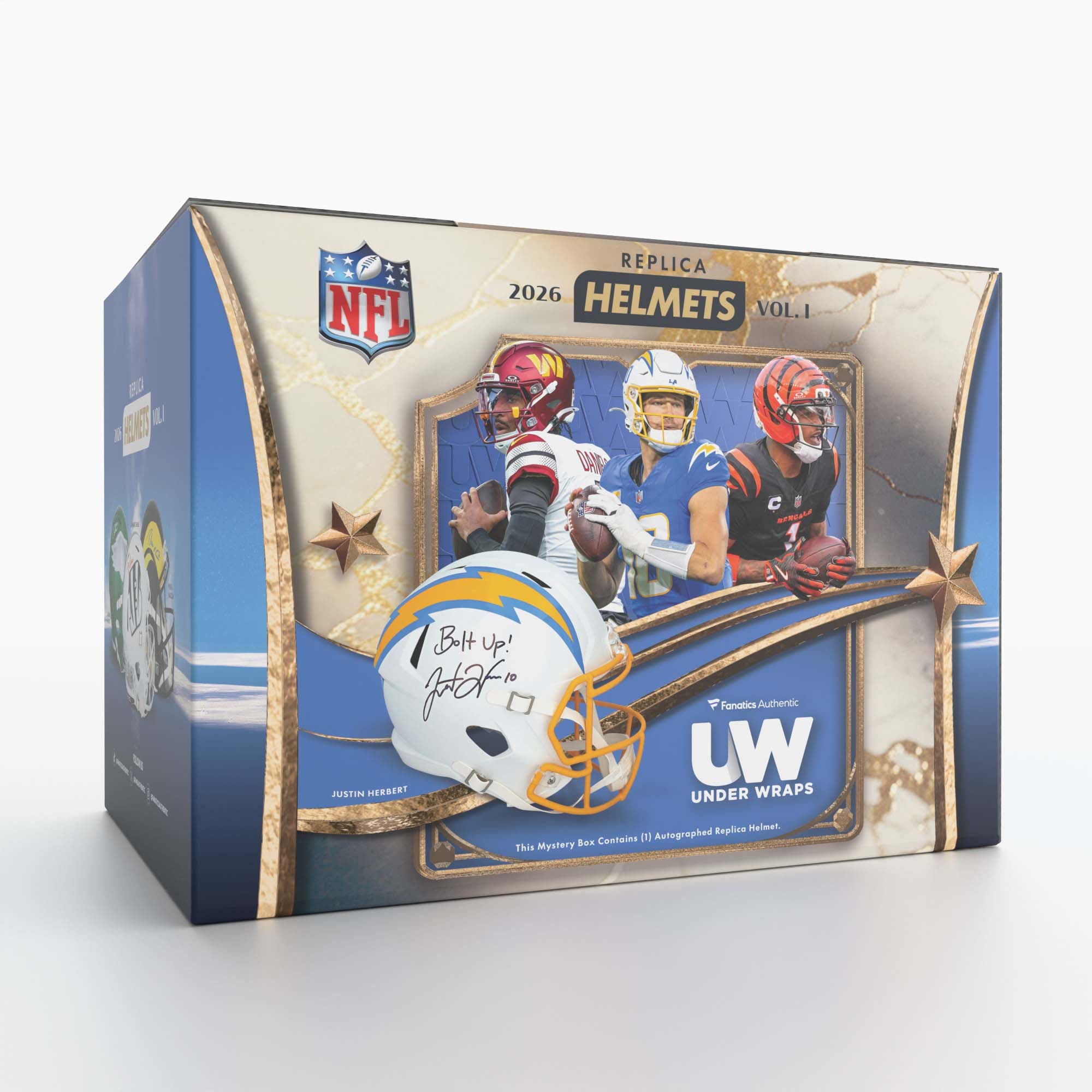 Casques répliques NFL autographiés Under Wraps 2026, volume I - Boîte mystère unique