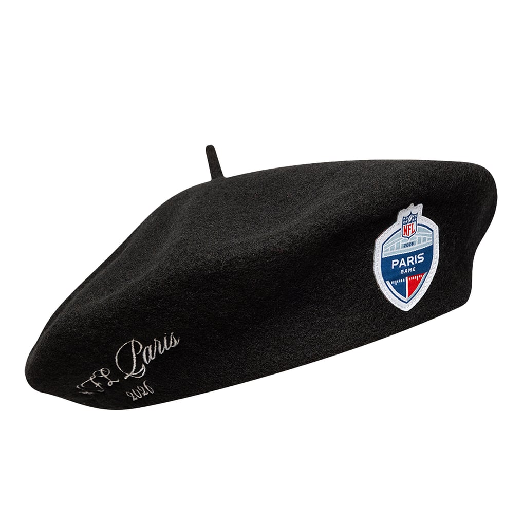 Wednesday Holiday Script Men's New Era Black NFL 2026 Paris International Series Game Beret