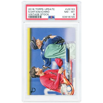 Shohei Ohtani & Ichiro Suzuki 2018 Topps Update Vintage Stock Variation #US153 #35/99 PSA Authenticated 8 Rookie Card