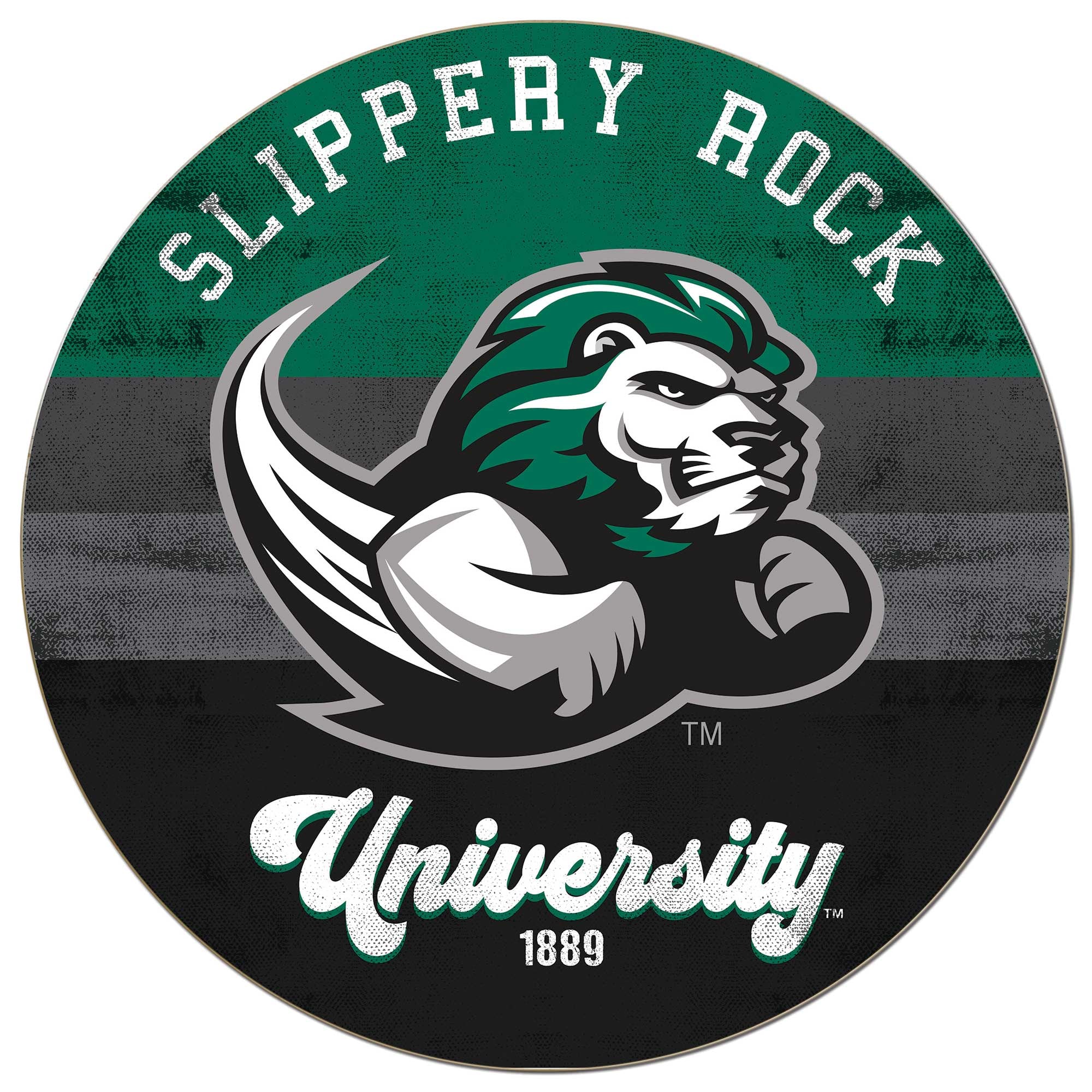 Slippery Rock Pride 20'' x 20'' Retro Logo Circle Sign