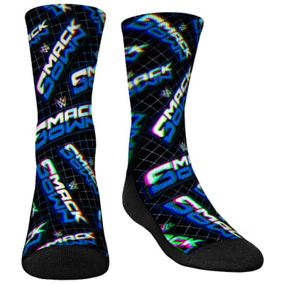  SmackDown Rock Em Youth Allover Crew Socks - Black