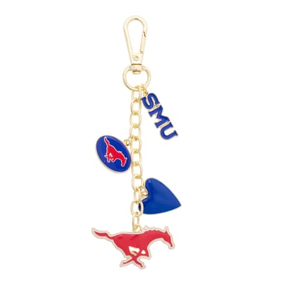 SMU Mustangs CANVAS Style Heart Cluster Bag Charm