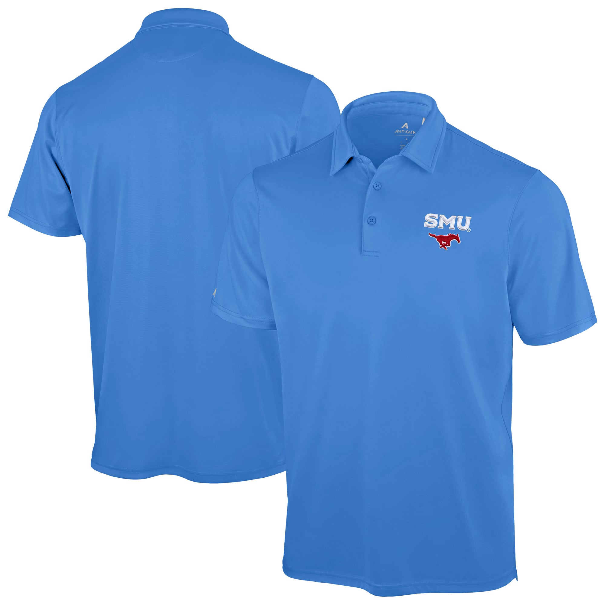 Polo Antigua bleu poudré SMU Mustangs Unshakable Solid pour homme