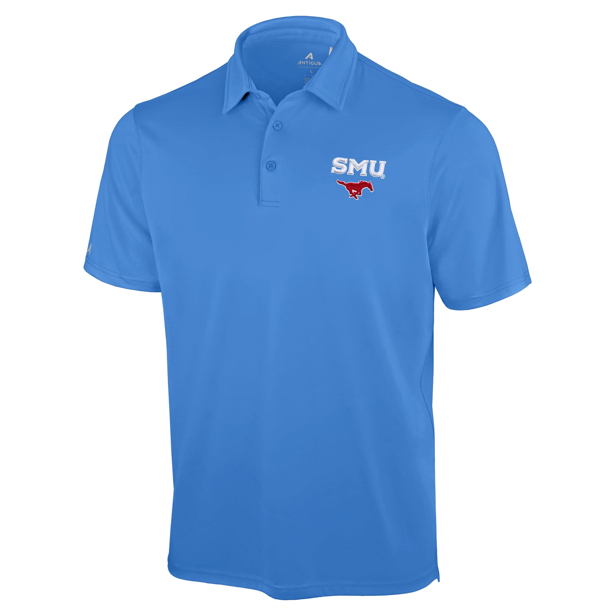 Polo Antigua bleu poudré SMU Mustangs Unshakable Solid pour homme