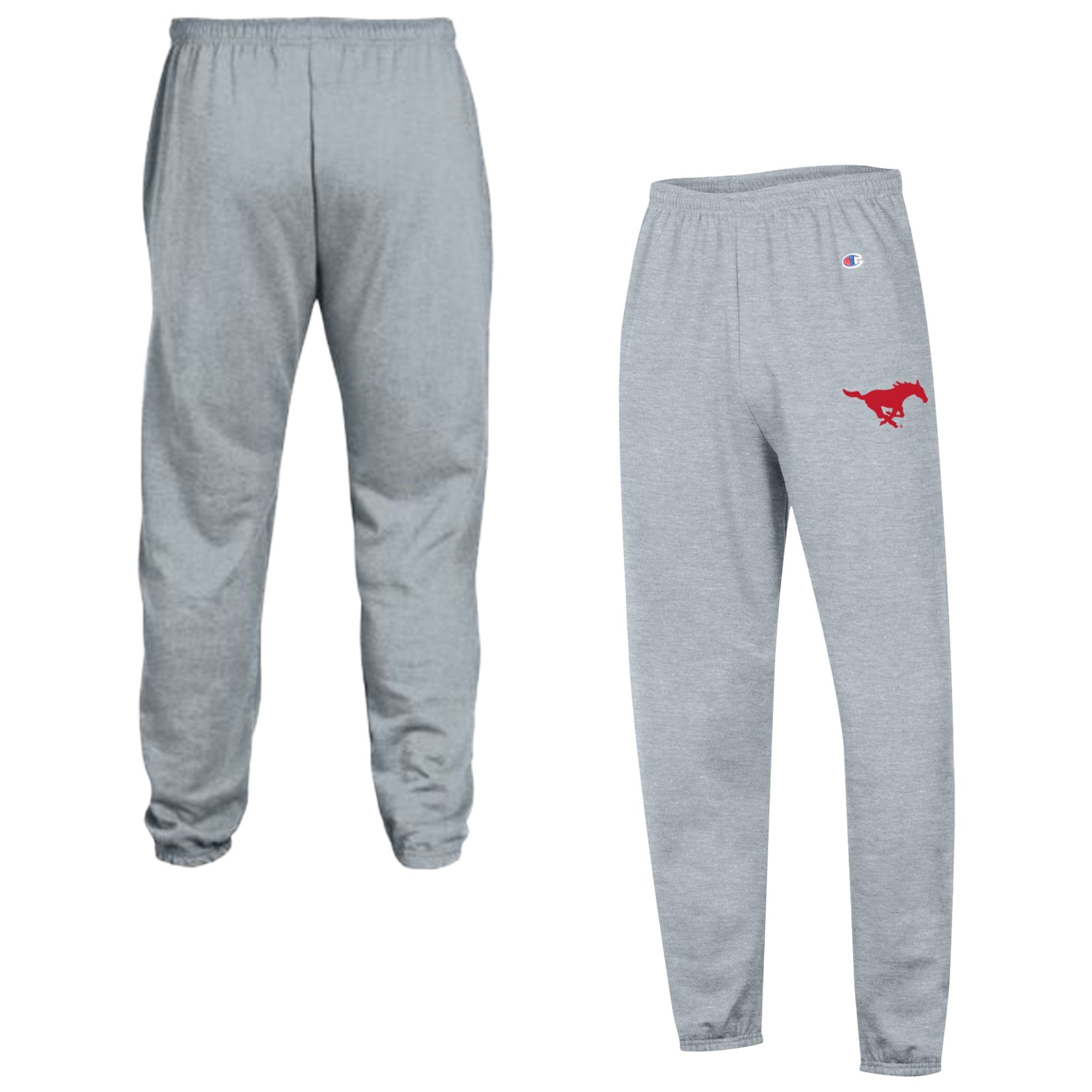 Men's Champion Heather Gray SMU Mustangs Powerblend Fleece Team Sweatpants