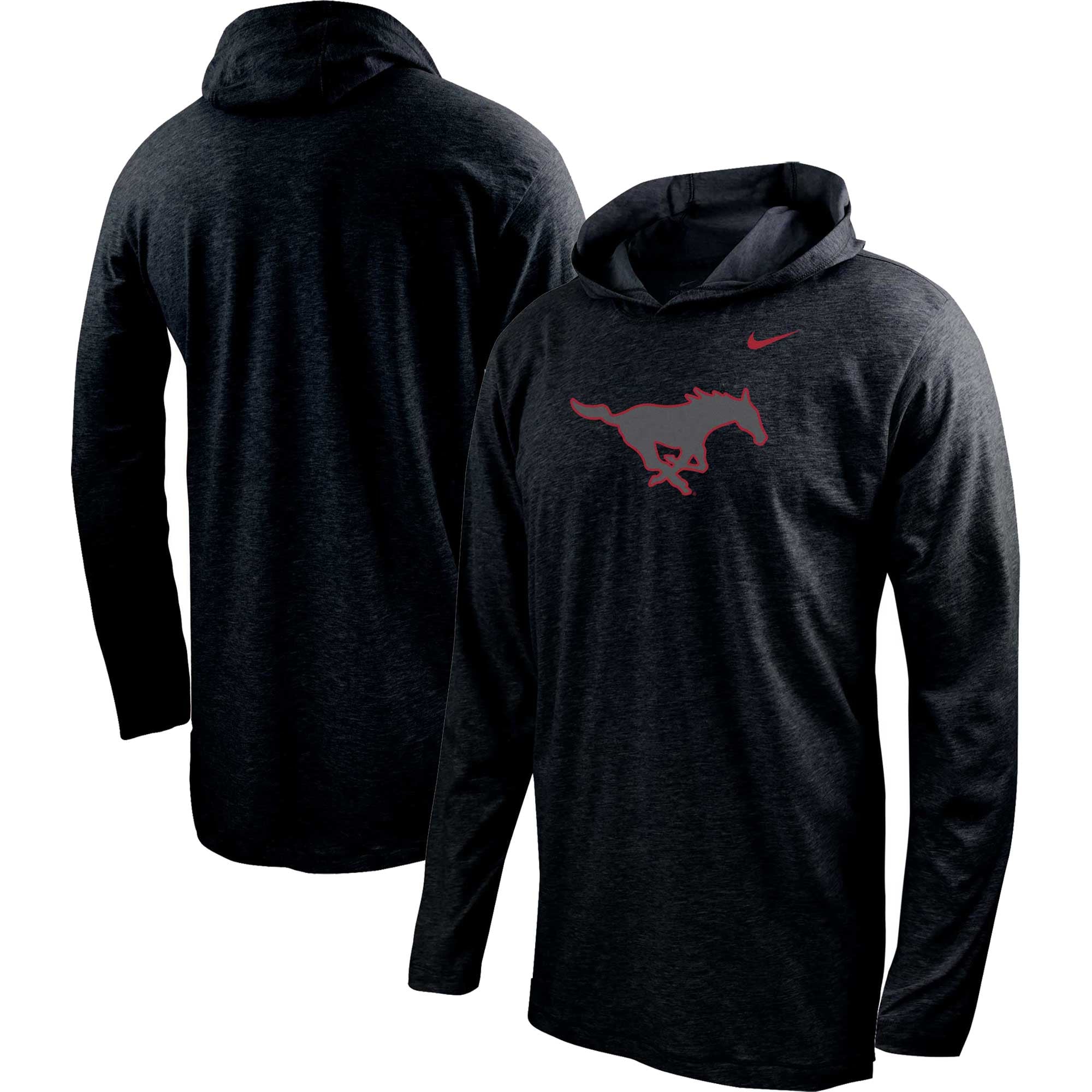 Men's Nike Black SMU Mustangs Color Pop Performance Hoodie Long Sleeve T-Shirt