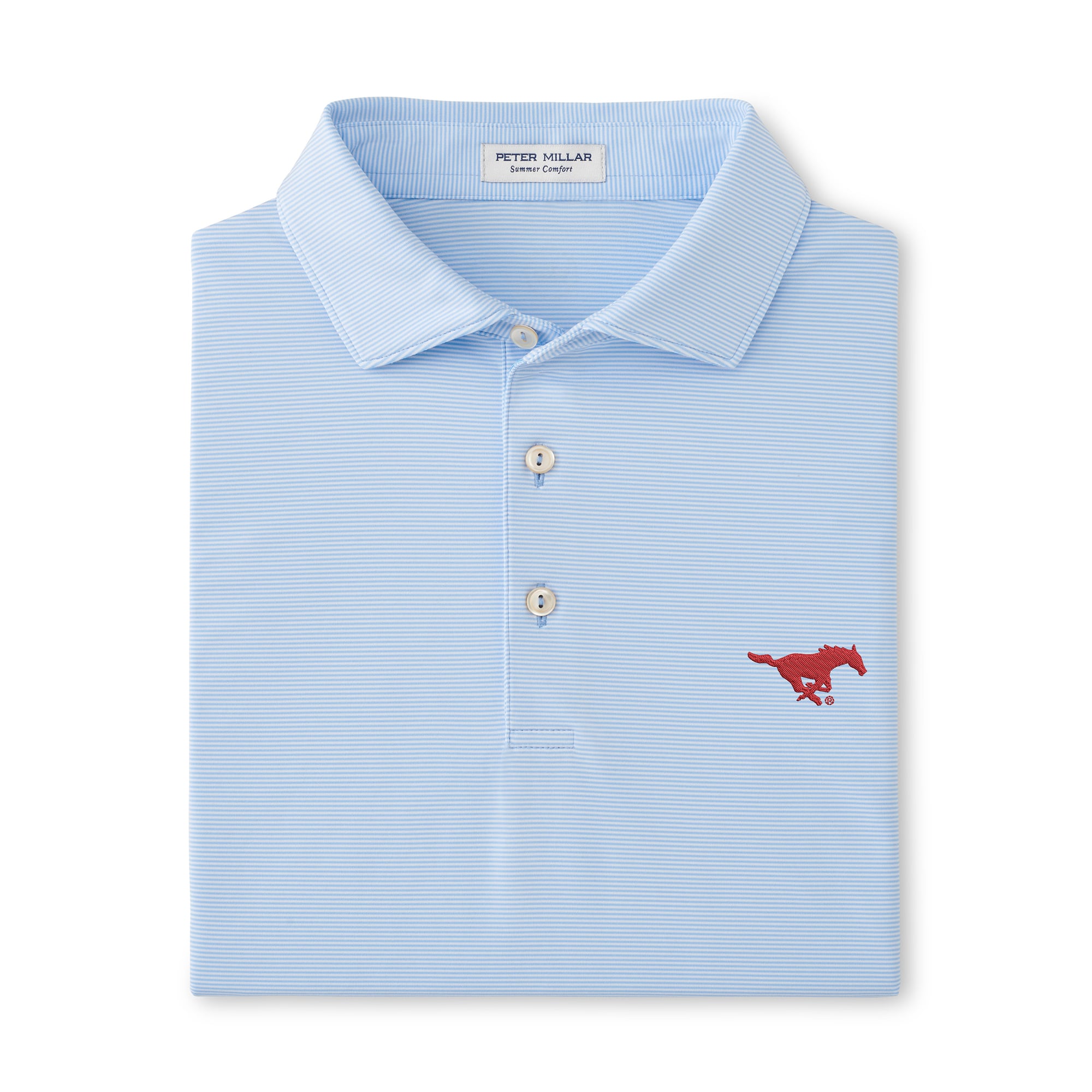 Polo de performance Peter Millar SMU Mustangs Jubilee bleu clair pour homme