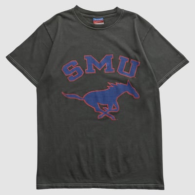 SMU Mustangs Champion 2000s T-shirt - Charcoal - S by Fanatics Real Vintage