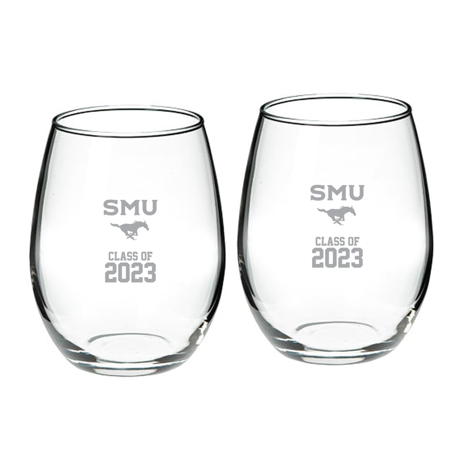 SMU Mustangs Class of 2023 21oz. 2-Piece Stemless Wine Glass Set