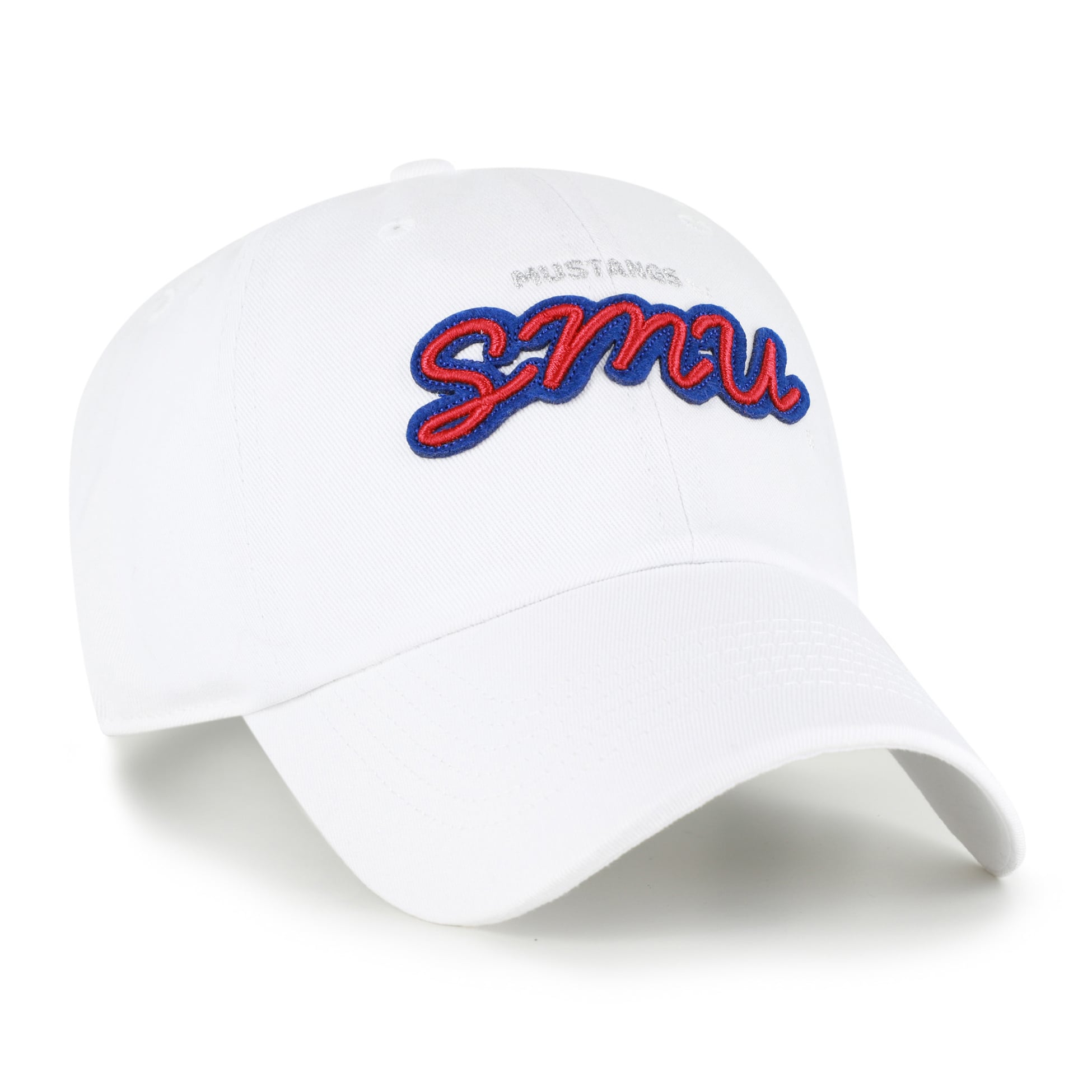 Women's '47 White SMU Mustangs Trendy Script Clean Up Adjustable Hat