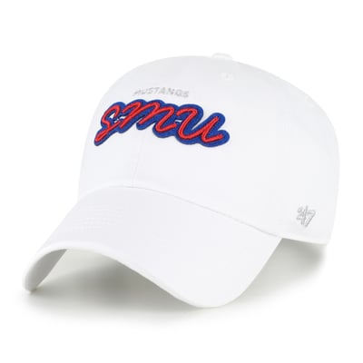 SMU Mustangs '47 Women's Trendy Script Clean Up Adjustable Hat - White