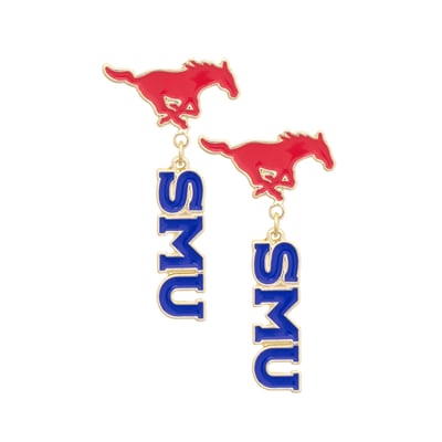 SMU Mustangs CANVAS Style Women's Enamel Drop Earrings