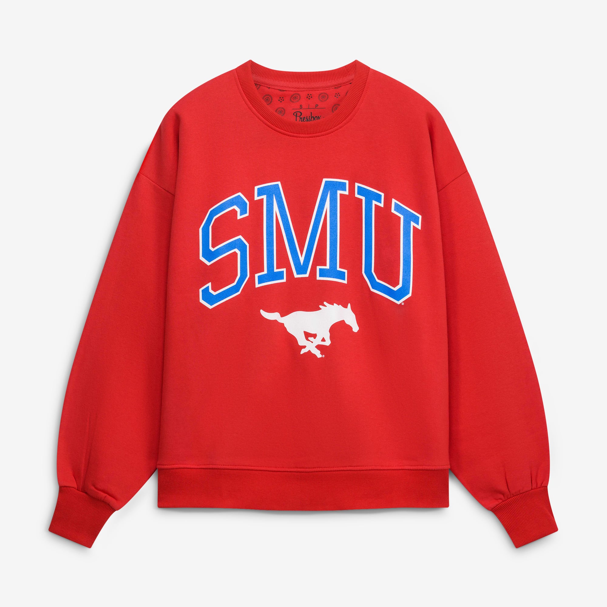 Sweat-shirt polaire oversize rouge Pressbox SMU Mustangs Janise avec logo sur l'arche, pour femme