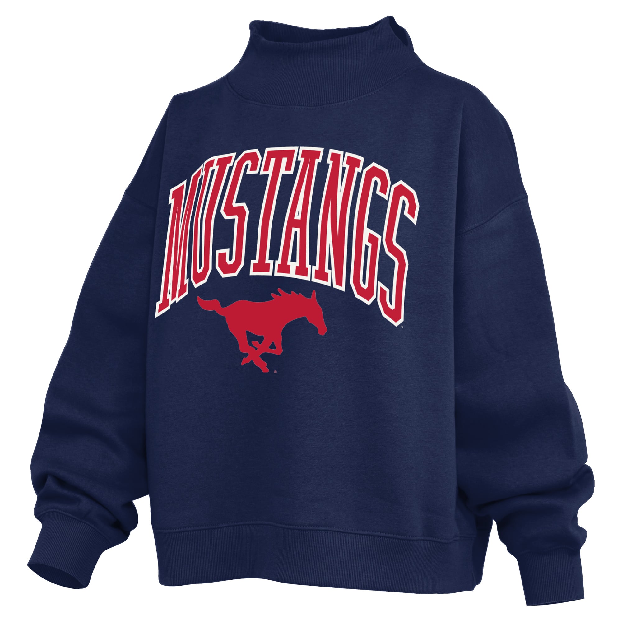 Sweat-shirt à col montant oversize en polaire avec slogan Pressbox Royal SMU Mustangs pour femme