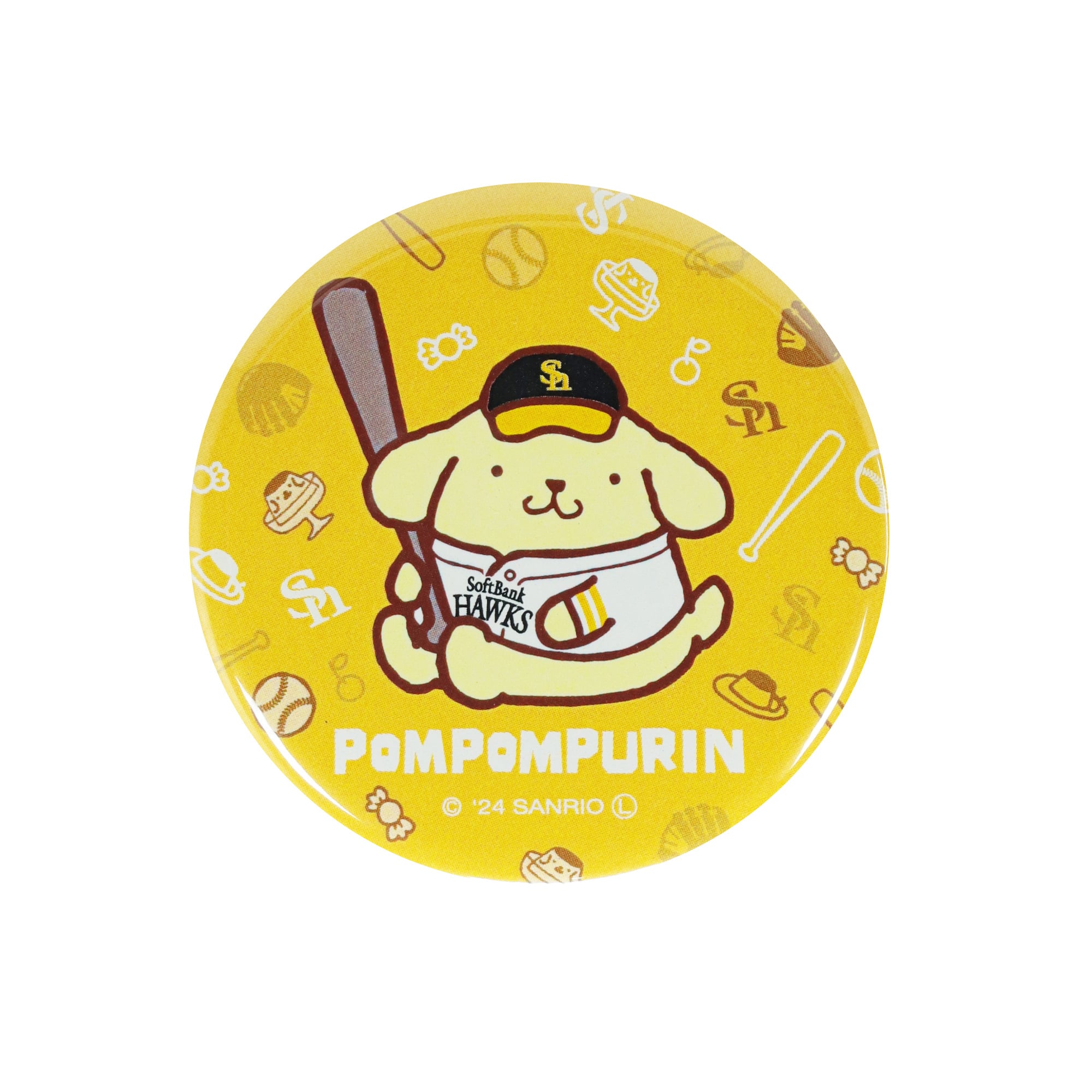 ホークス サンリオ コラボ ポムポムプリン 缶バッジ