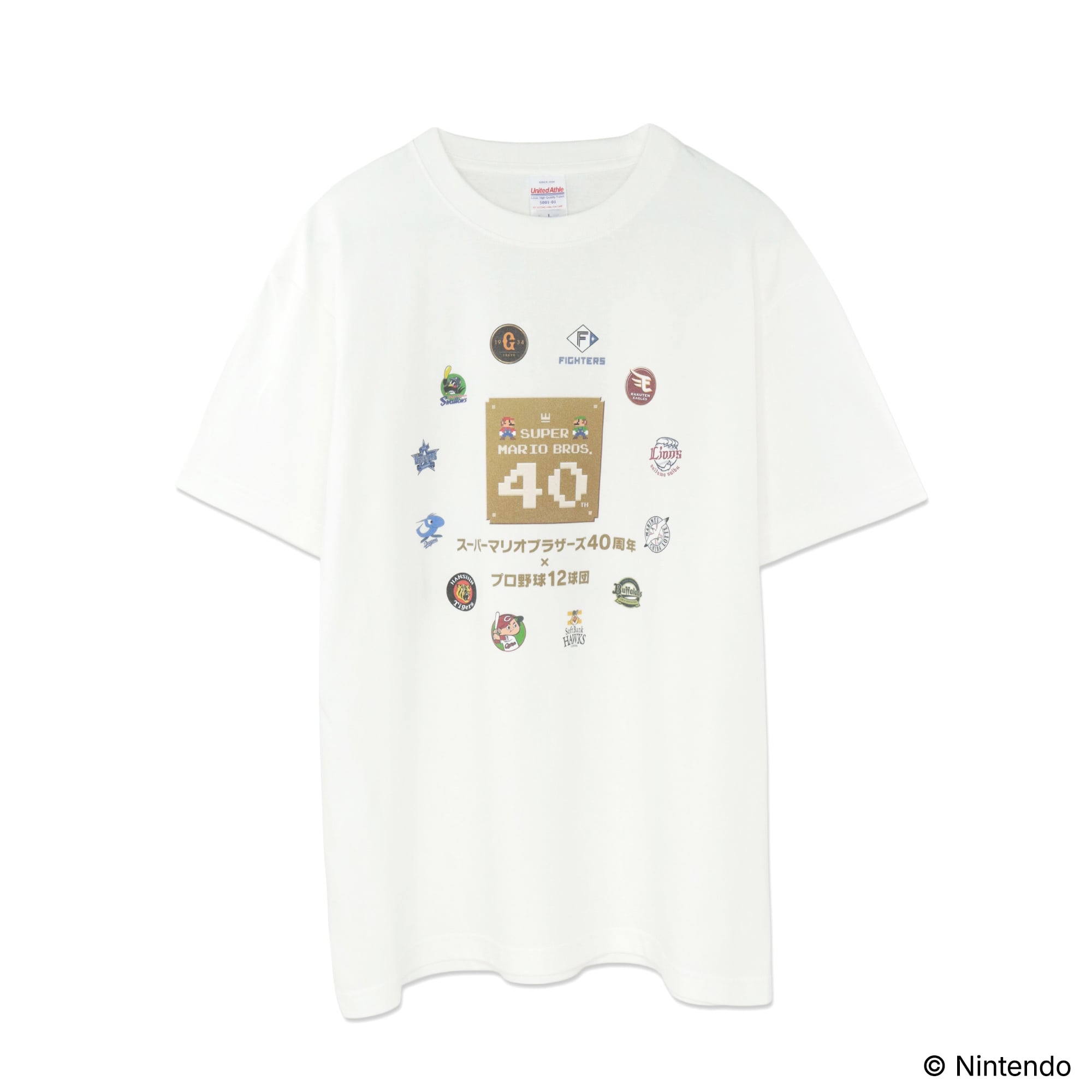 スーパーマリオブラザーズ40周年×プロ野球12球団 Tシャツ 
