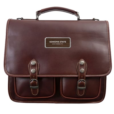 Sonoma State Seawolves Logo Plate Sabino Briefcase - Brown