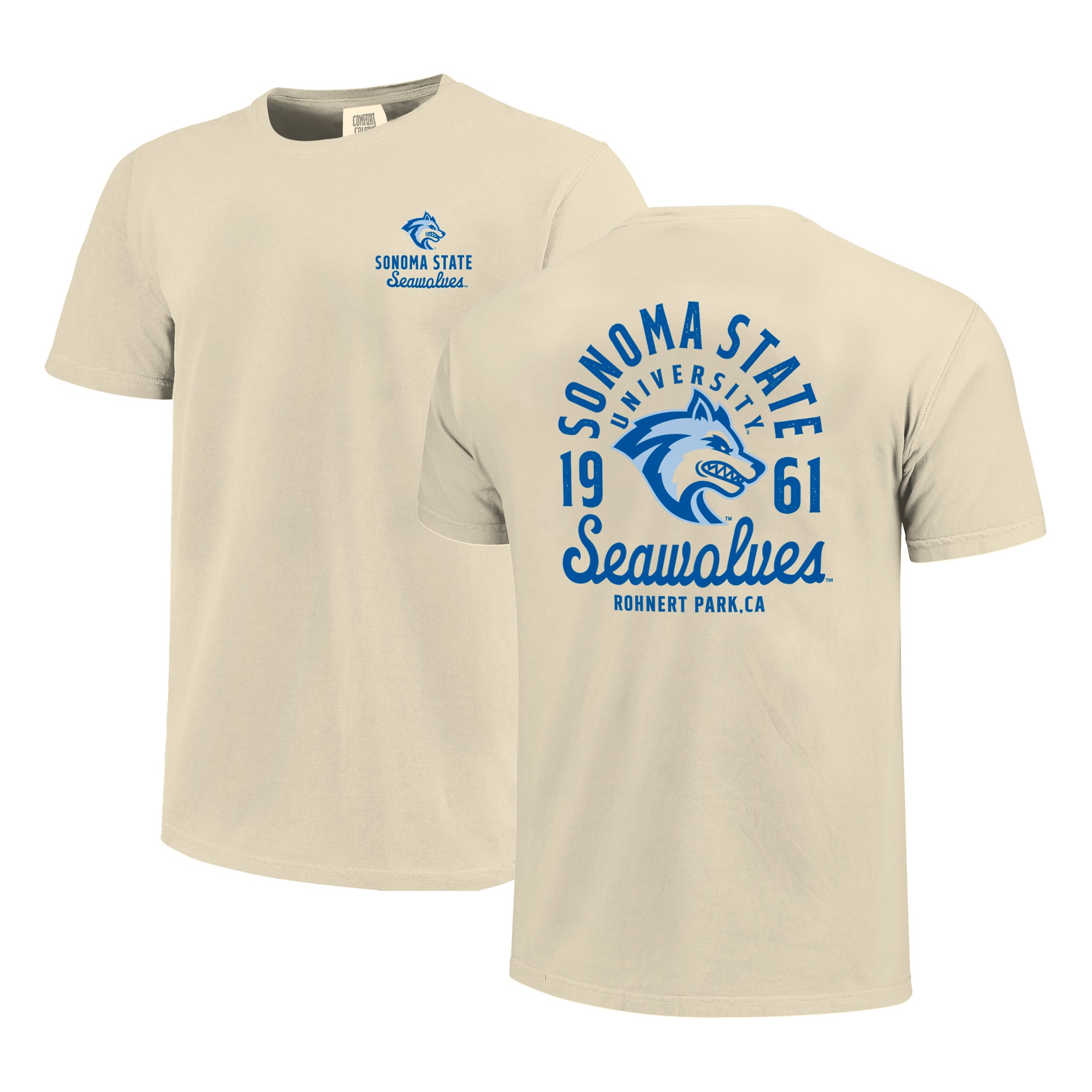 T-shirt crème pour homme avec motif mascotte des Sonoma State Seawolves