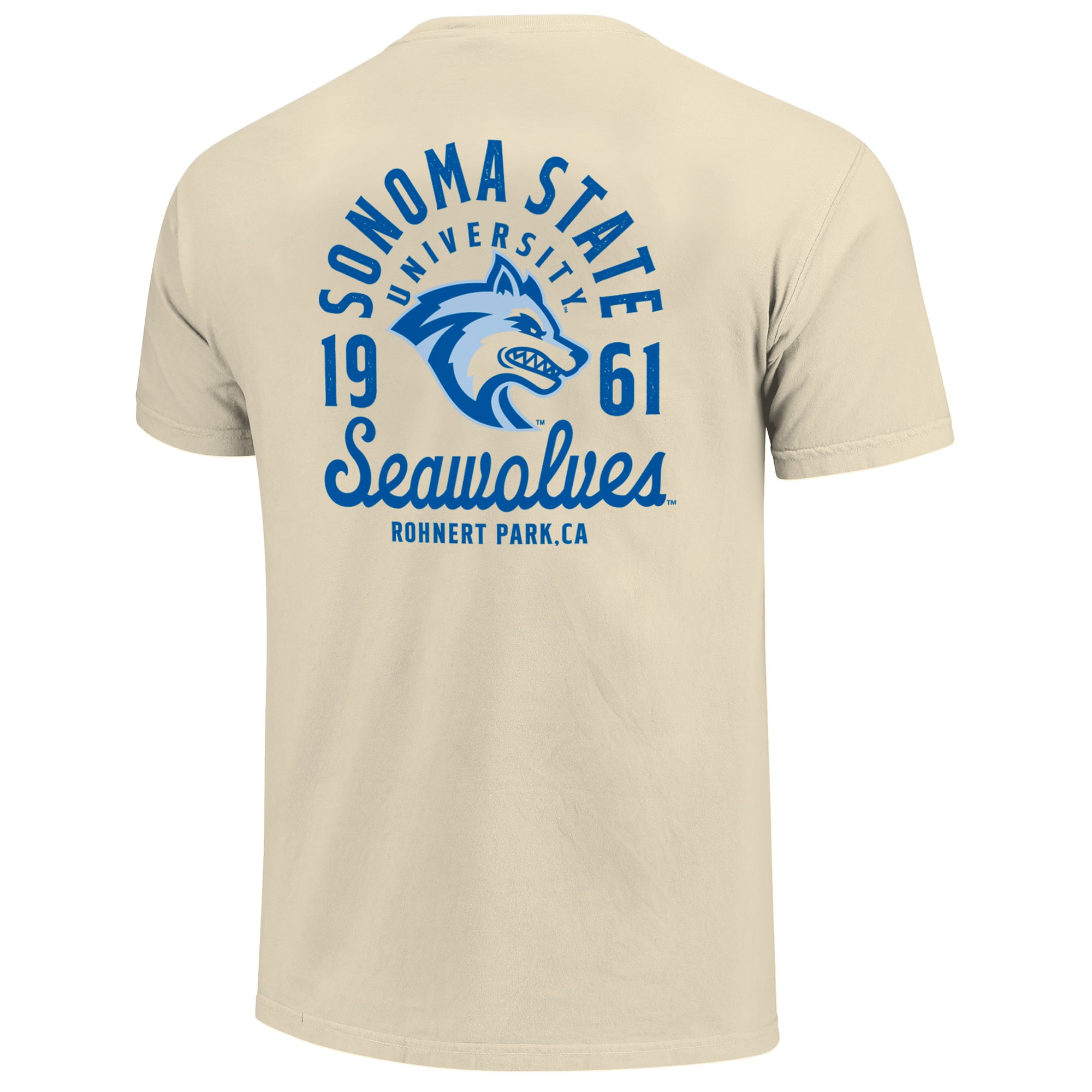 T-shirt crème pour homme avec motif mascotte des Sonoma State Seawolves