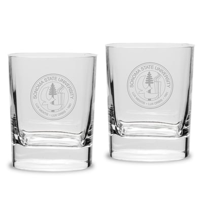 Sonoma State Seawolves 11.75oz. Square Double Old Fashioned Glass Set