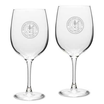 Sonoma State Seawolves 19oz. 2-Piece Traditional Robusto Red Wine Table Glass Set