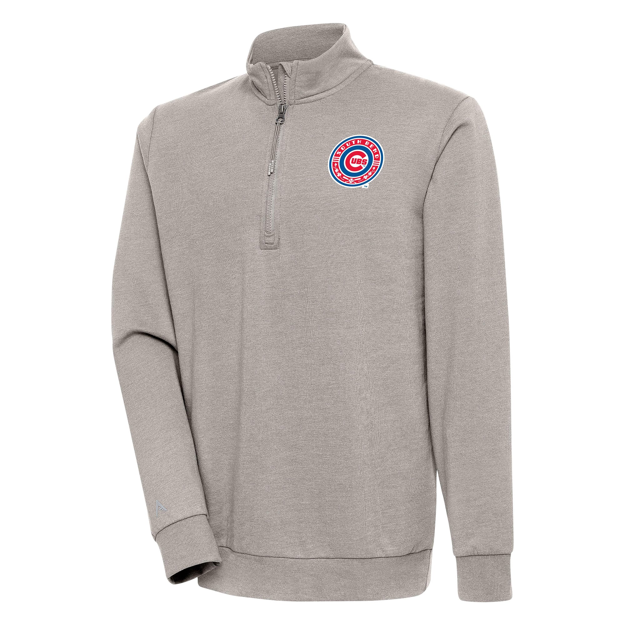 South Bend Cubs Antigua Action Quarter-Zip Pullover Sweatshirt - Oatmeal