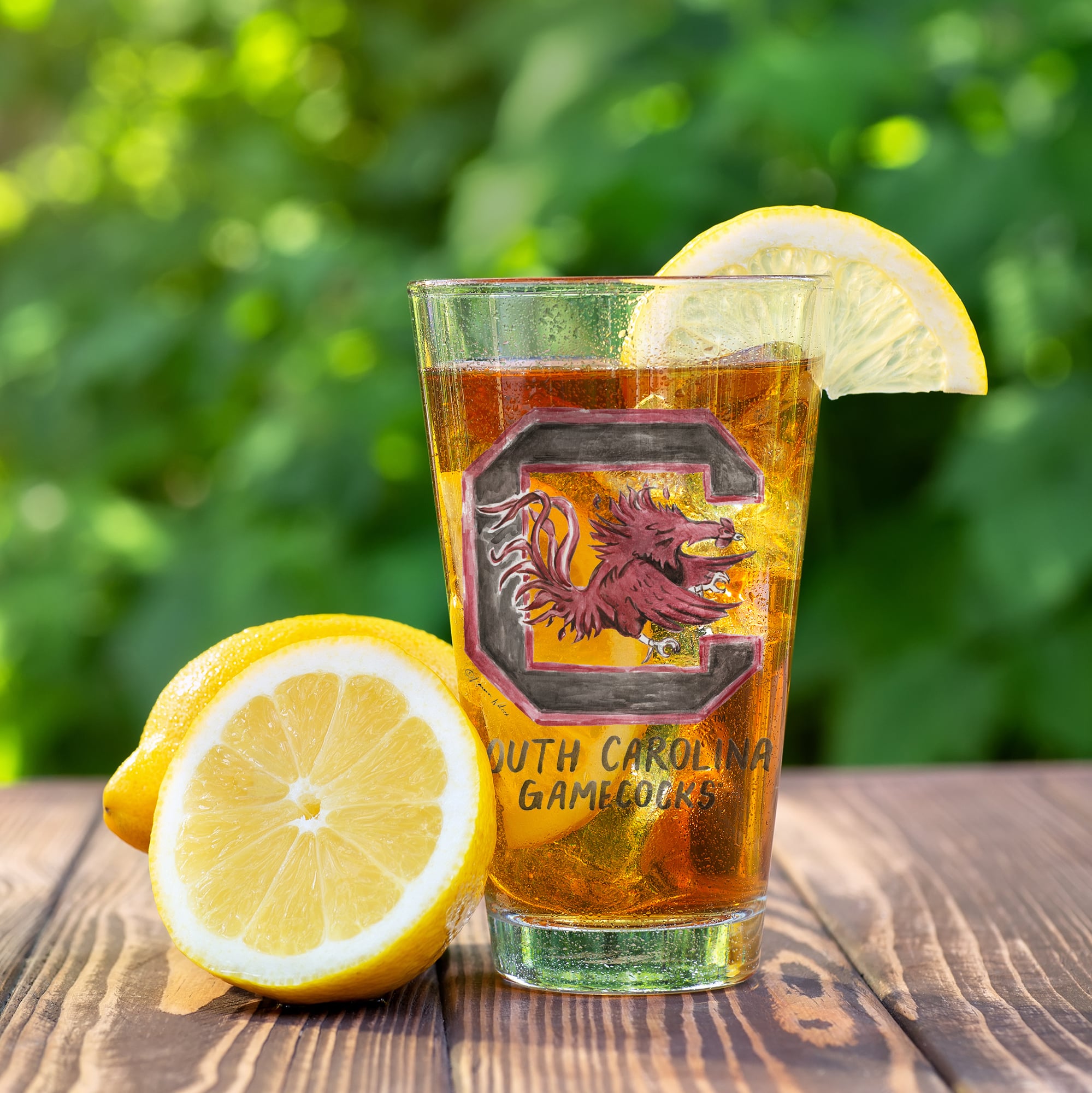 Ensemble de 2 verres à bière à l'effigie de Laura Wilcox, mascotte des Gamecocks de Caroline du Sud (Indigo Falls)