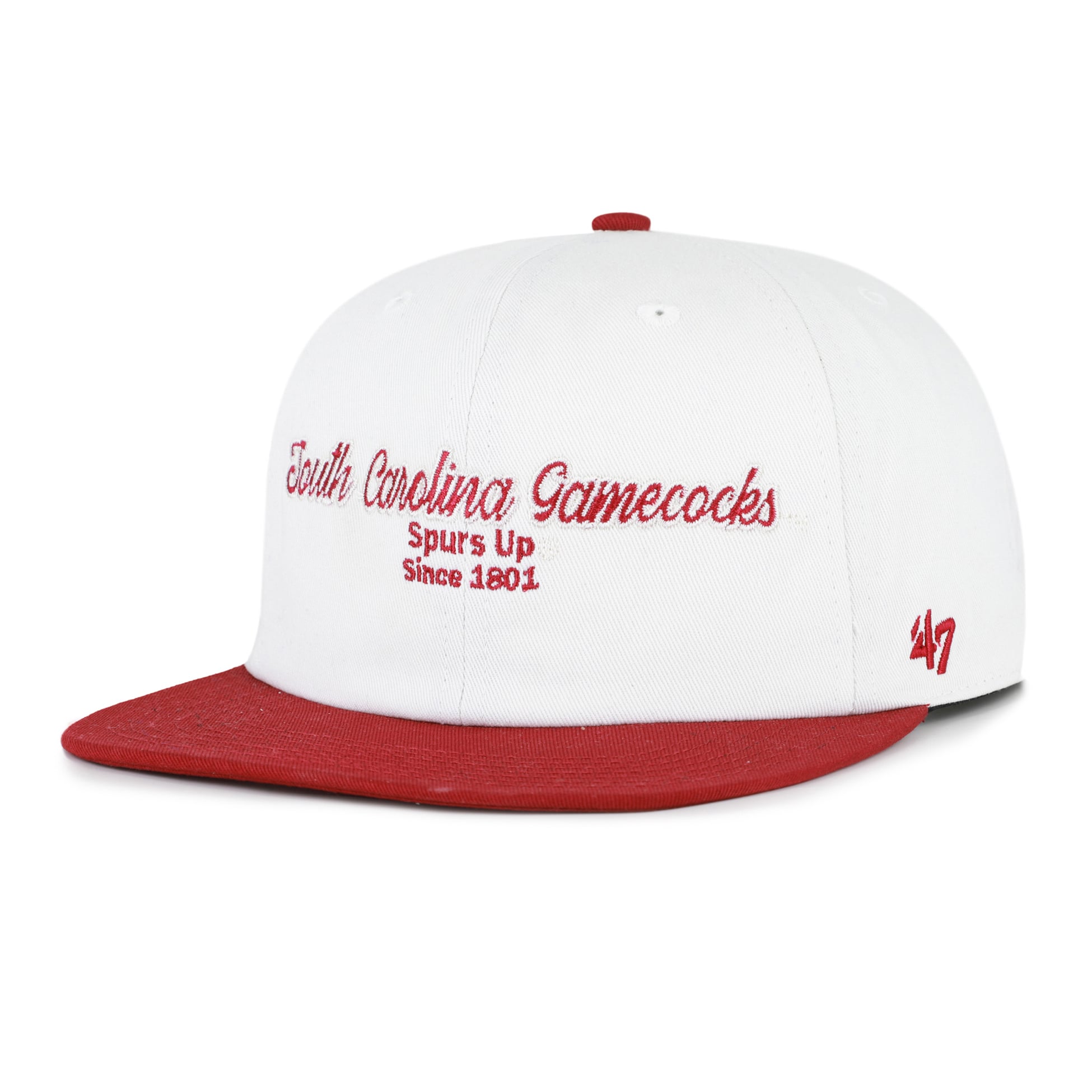 Men's '47 White/Garnet South Carolina Gamecocks Script Stack Relaxed Captain Adjustable Hat