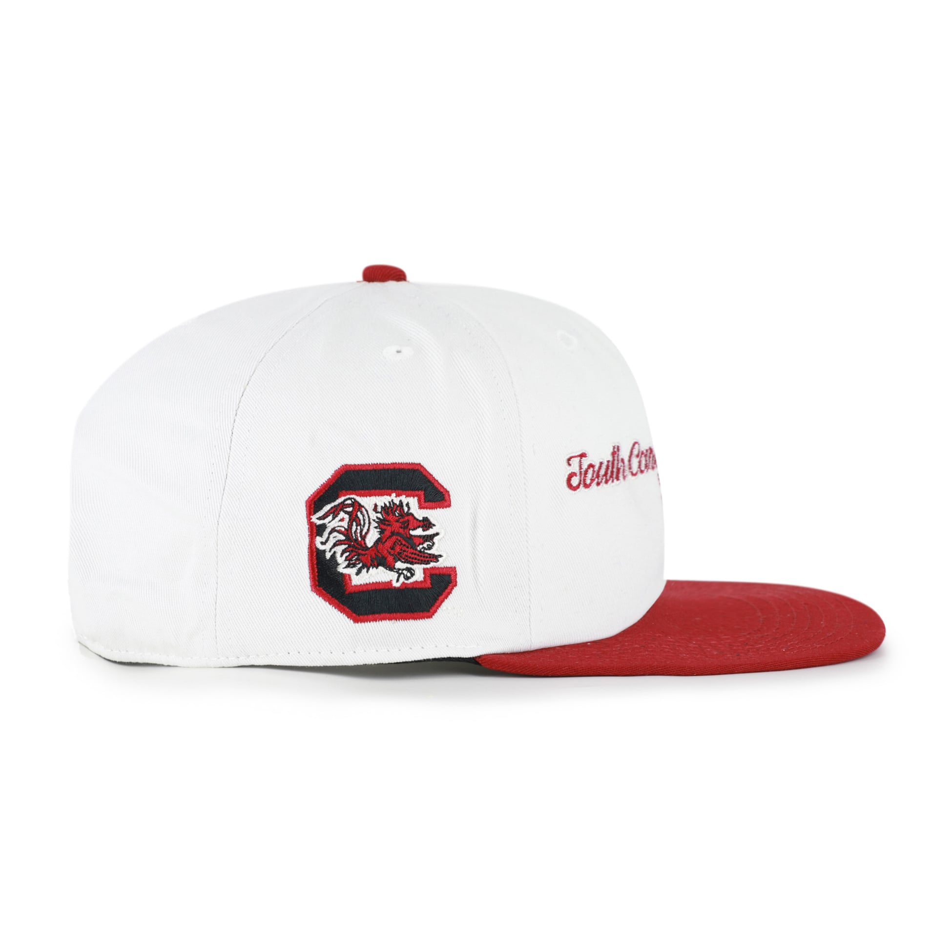 Men's '47 White/Garnet South Carolina Gamecocks Script Stack Relaxed Captain Adjustable Hat